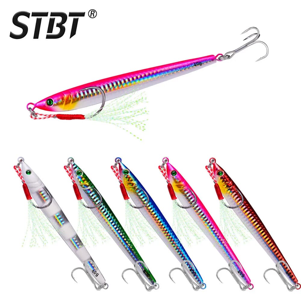 1 Pezzi Lento Lungo Metallo Jig Richiamo di Pesca 14g-17g-21g-28g-40g-60g Cast Jigging Cucchiaio Artificiale Shore Pesce Esca Spigola di Pesca