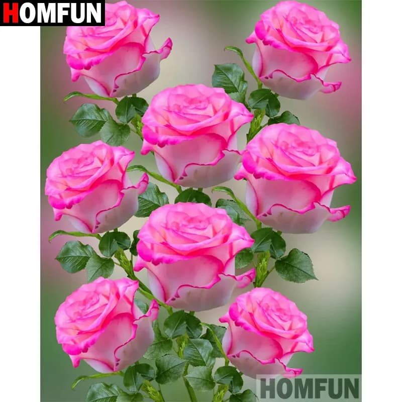 HOMFUN Diamante Ricamo "Fiore Rosa" Modello FAI DA TE 5D Pittura Diamante Ricamo Punto Croce Pittura Completa Trapano