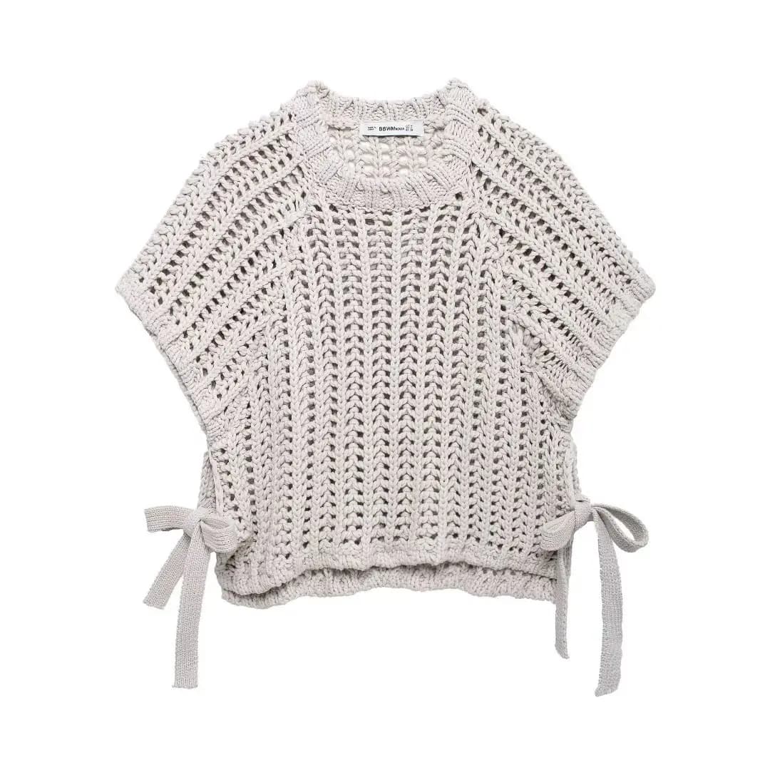 2024 nuovi vestiti da donna stile europeo e americano alla moda semplice decorazione laterale vestiti Casual grosso ago Top