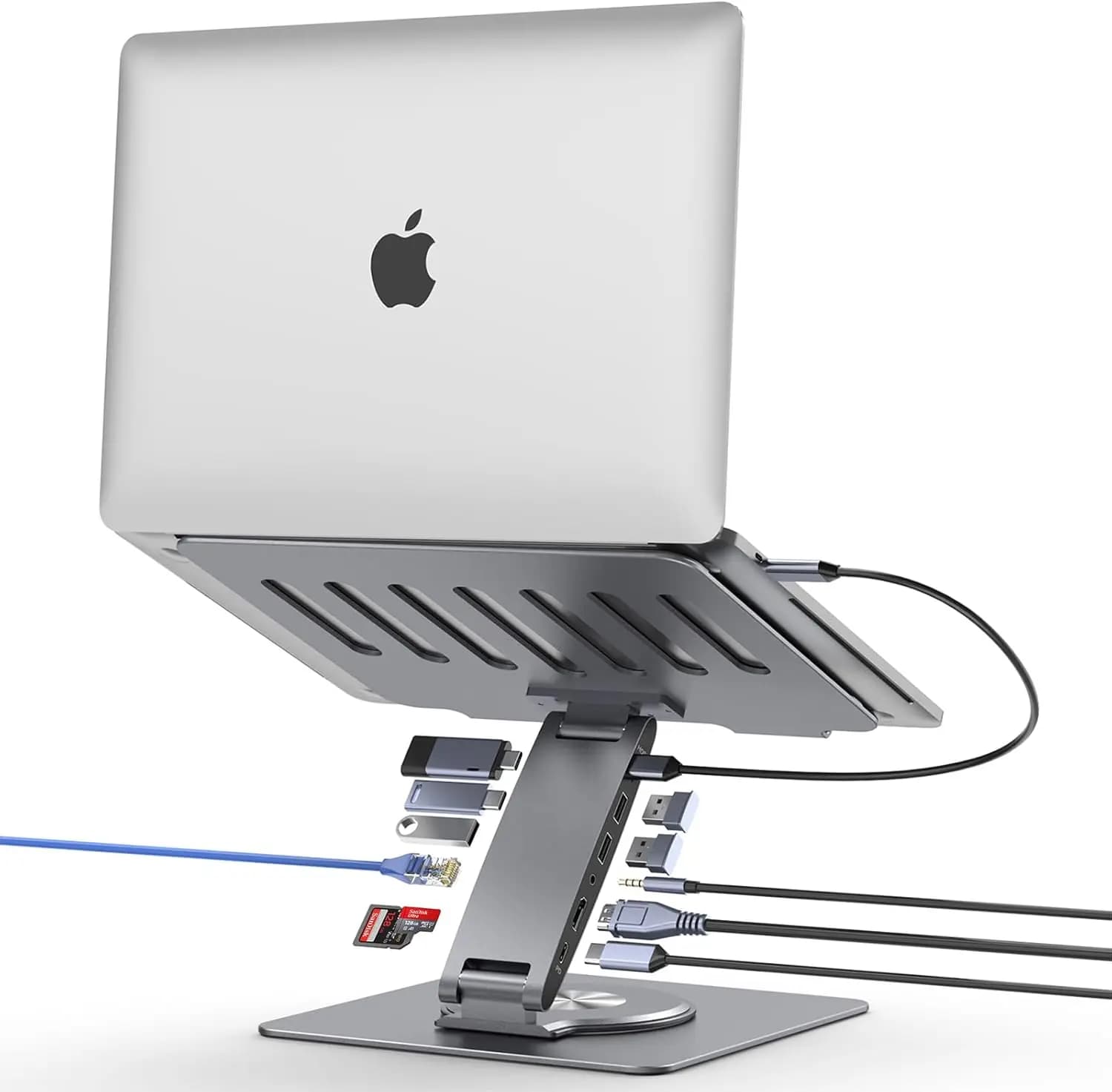 USB Hub C 11 in 1 with HDMI 4K, PD100W charging, swivel laptop support