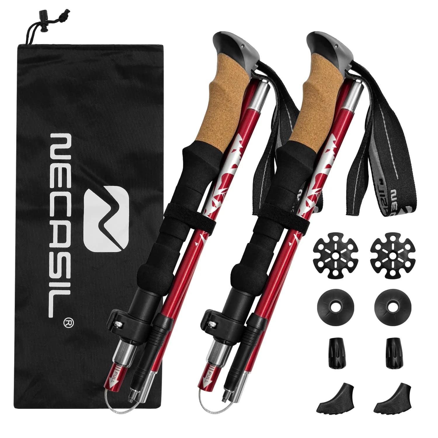 Aluminum Alloy Trekking Poles 5 Sections Portable Folding Climbing Sticks Outdoor Hiking Collapsible Walking Sticks