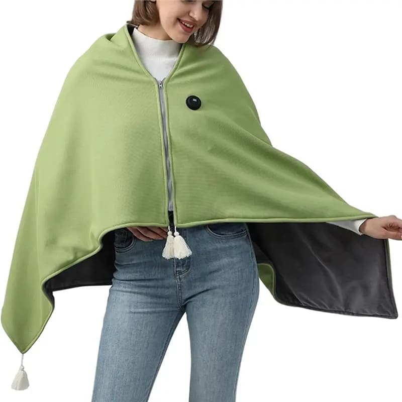 ABVI-USB Coperta riscaldata ricaricabile portatile con regolazione della temperatura, per ufficio, campeggio, casa, con cerniera, 3 livelli di controllo della temperatura A
