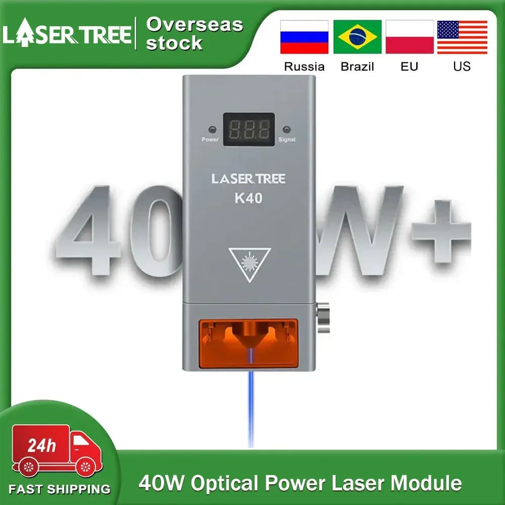 LASER TREE 20 30 40 60W Optical Power Laser Module 450nm TTL with Air Assist Laser Head for Wood Tool Cutting Engraver