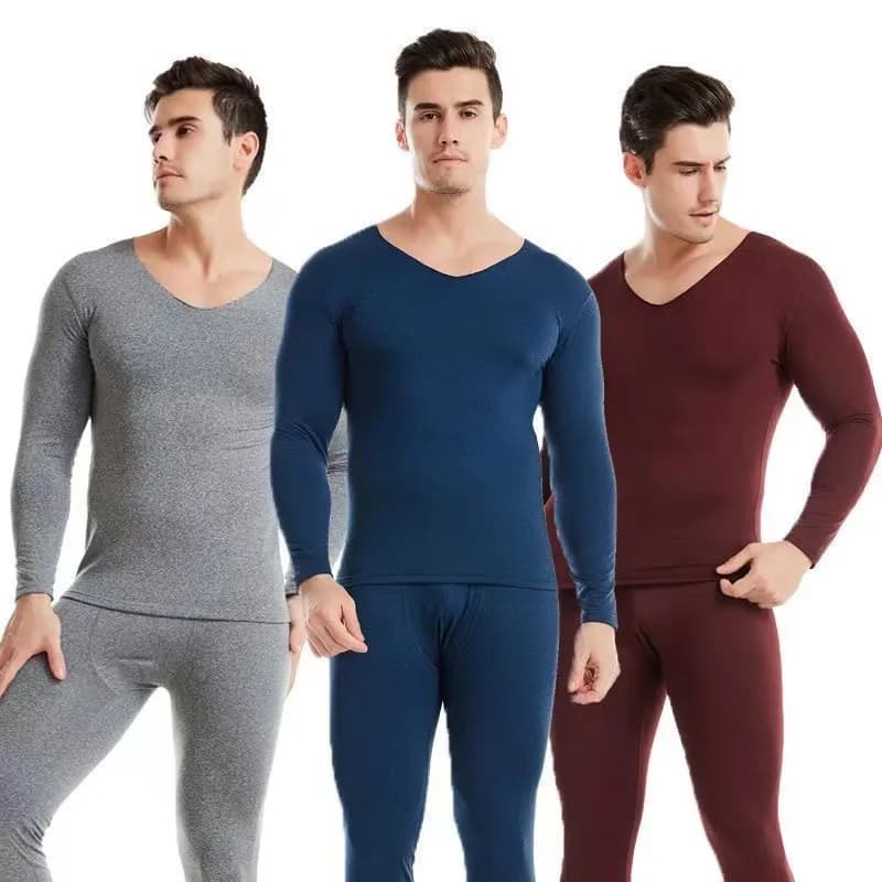 Set di biancheria intima termica da uomo con scollo a V Mutande lunghe da uomo Autunno Inverno Camicia e pantaloni Set da 2 pezzi Abbigliamento termico intimo lungo da uomo