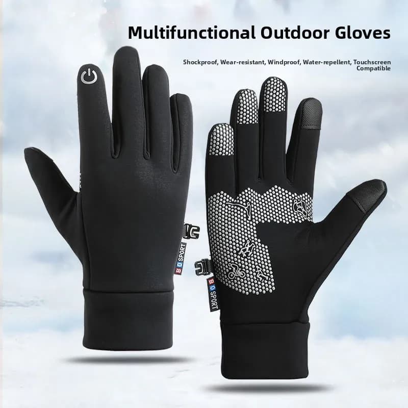 Guanti da Ciclismo Unisex Caldi Impermeabili Antivento con Fodera in Pile, Guanti Sportivi Antiscivolo a Dita Intere per Corsa e Ciclismo, Abbinabili per Coppie