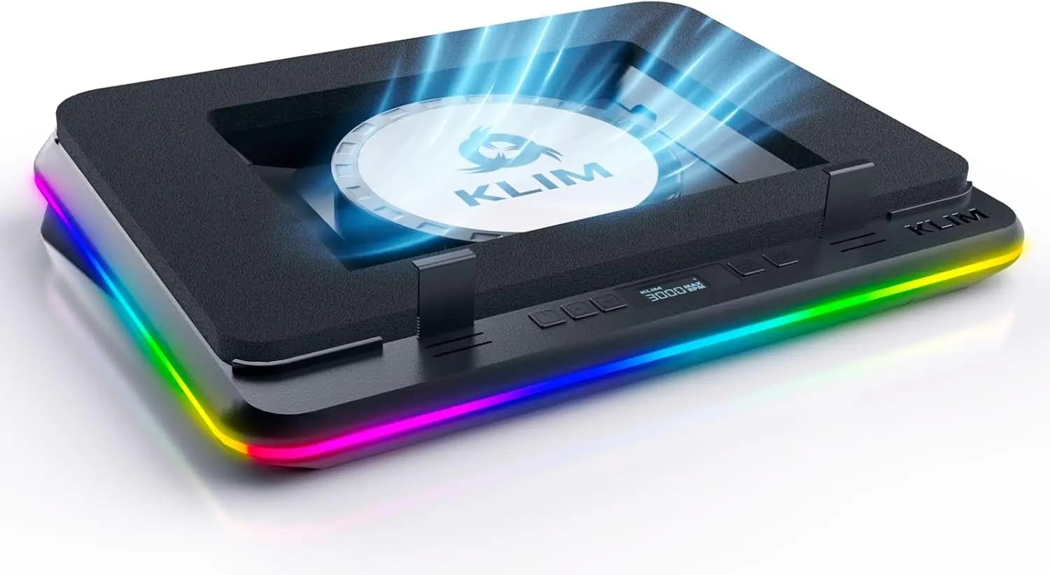 RGB Cooling Base for Laptop with Powerful Turbofan, Adjustable Speed and 15.6-17inch Laptop LCD Screen