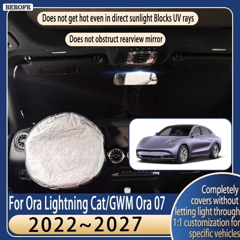Steering wheel Car Sun Visor For Ora Lightning Cat 2022~2027 Summer Cooling Auto Accessories Front Windshield Sunshade Insulati
