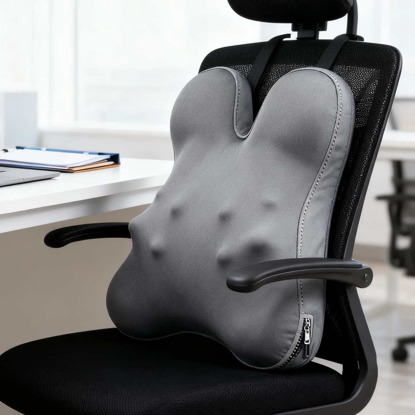 Gadget da ufficio Cuscino di supporto lombare Riempimento in memory foam Rimbalzo lento Allevia efficacemente il dolore alla schiena Massaggiatore in vita