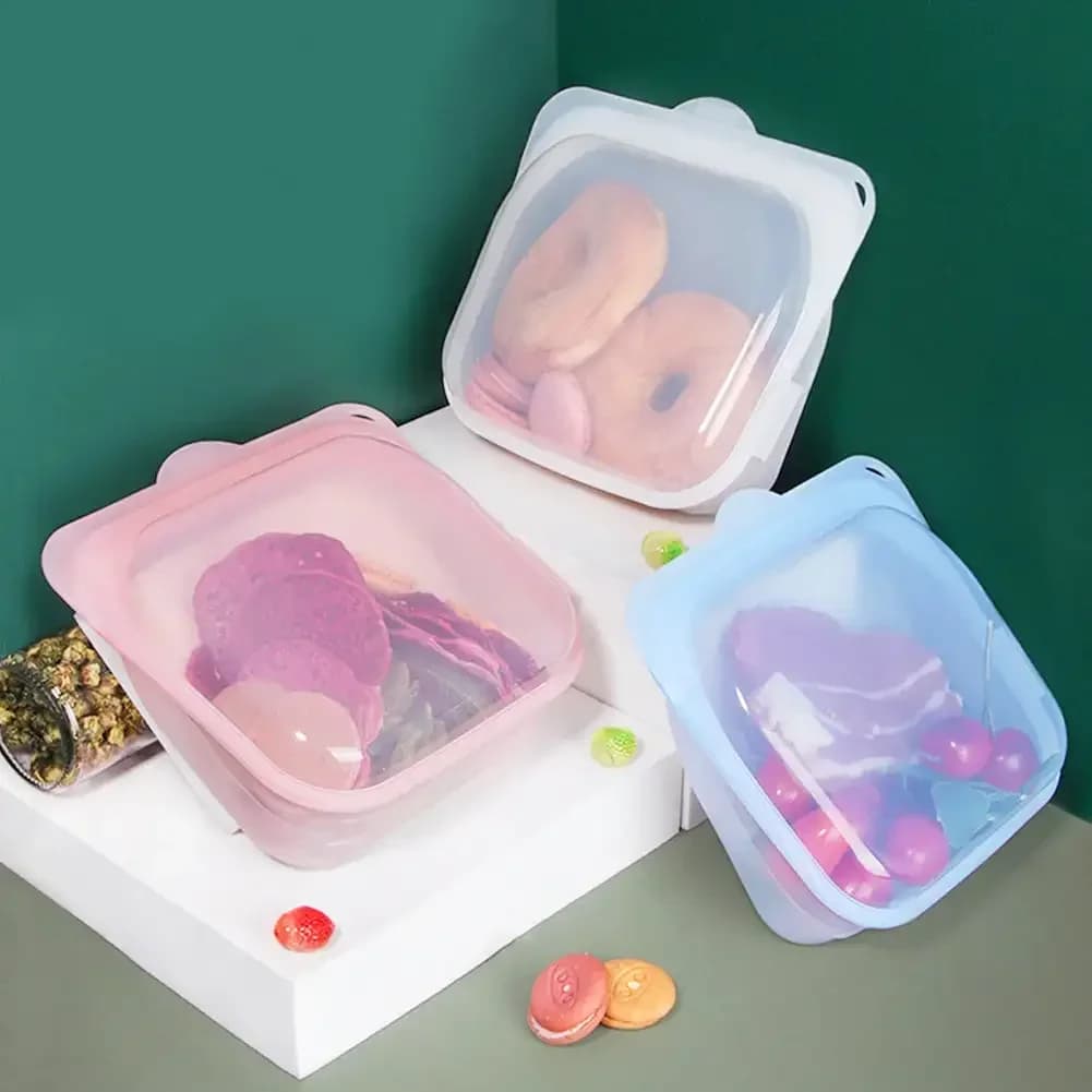 1 Pezzo Sacchetto in Silicone Riutilizzabile per Alimenti, Contenitore per Congelatore Resistente al Calore, Sacchetti Ermetici per Mantenere la Freschezza, Sacchetti Sigillanti per Porzioni