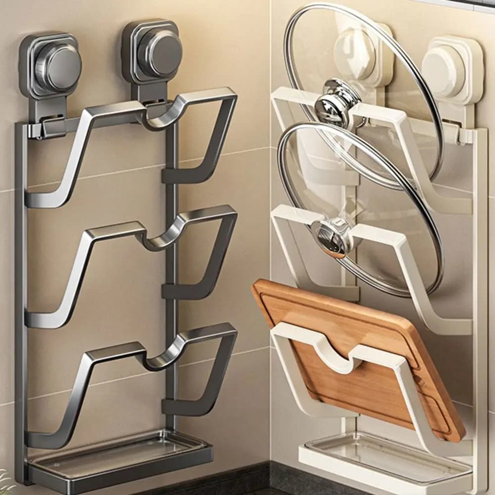 Support for cover for suction cup without punching Wall hanging shelf for lid for multifunctional pan Shelves for multilayer cutting
