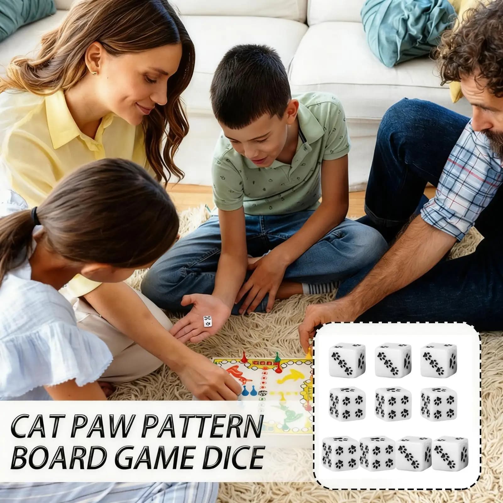Gioco da tavolo Dadi 10 Pezzi Cartone Animato Simpatico Modello Zampa di Gatto a 6 Facce Gioco da Tavolo Dadi per Il Campeggio Casa Picnic Dormitorio Viaggi Famiglia