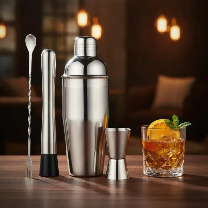 1 6 Pack Stainless Steel Bartender Tool Kit Anti Rust Cocktail Shaker Complete Household Bar Party Drink Mixing Accessory