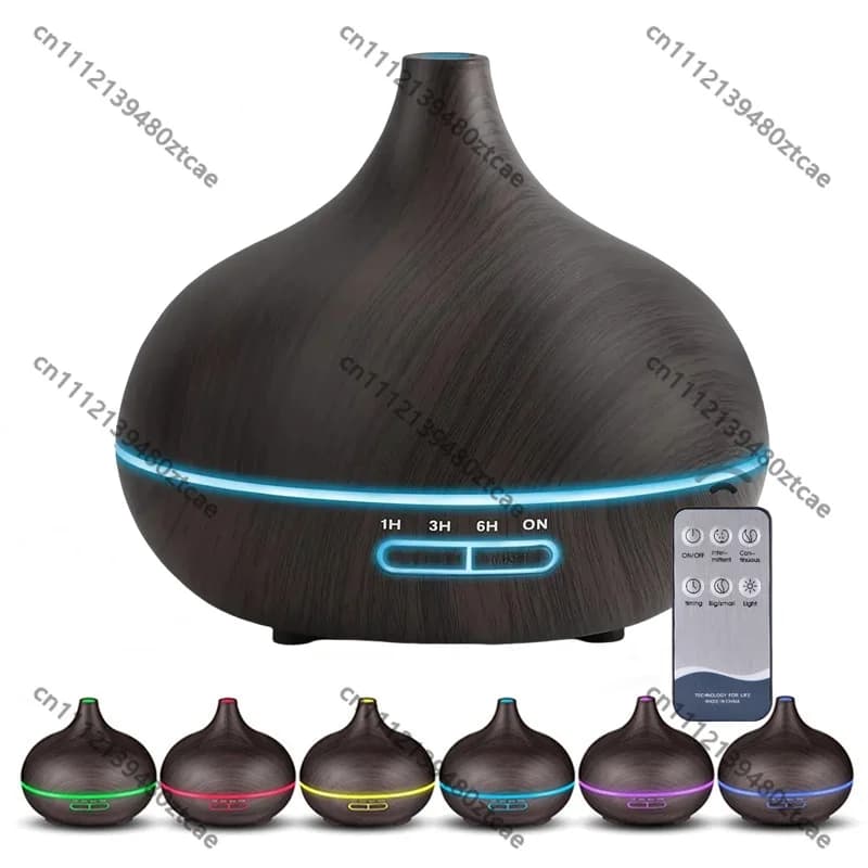 550ml Wood Grain USB Aroma Diffuser 7 Color LED Light Remote Control Essential Oil Air Humidifier