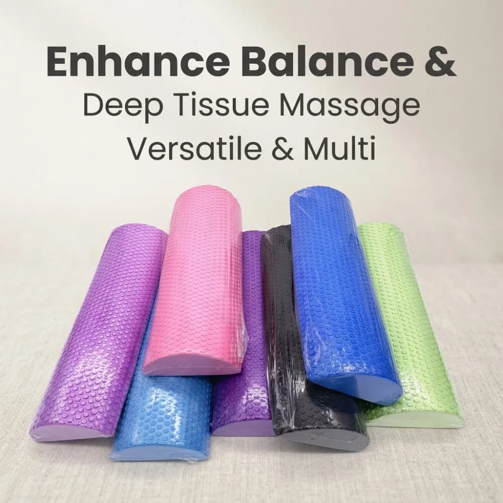 Rullo in Schiuma EVA Semi-Circolare 30/45cm per Massaggio, Yoga, Pilates, Attrezzatura Fitness, Cuscino per Equilibrio, Blocchi Yoga con Punti di Massaggio