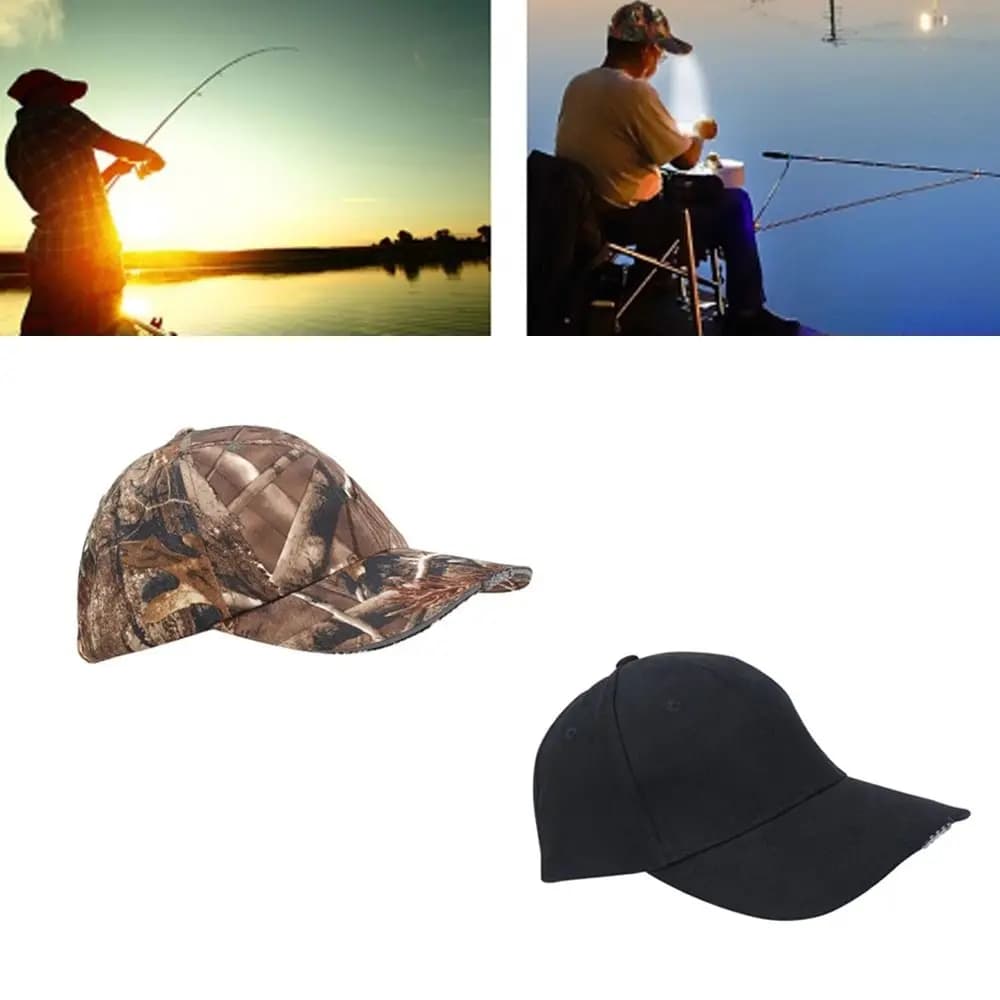 Cappello da Baseball LED Resistente e Leggero, Regolabile in Cotone, con Luce Frontale, Snapback Illuminato per Pesca Notturna