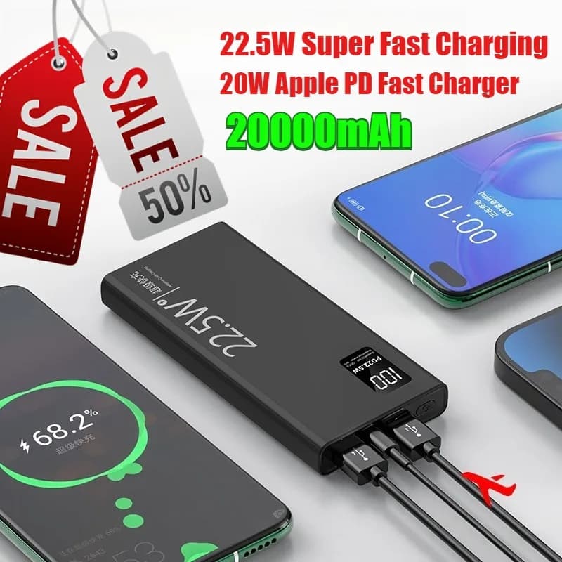 Power Bank da 22.5W 20000mAh con Ricarica Rapida Bidirezionale e Certificazione 3C