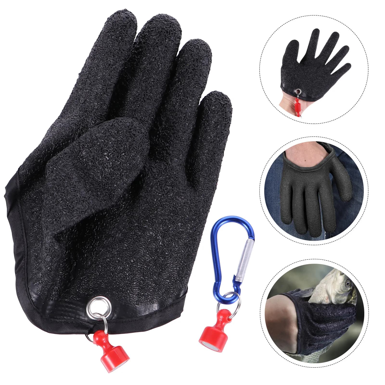Skidproof Fish Catching Gloves Non-Slip Latex Fishing Gloves Anti-Fishbone Lightweight Easy Clean Hanging Hook for Outdoor