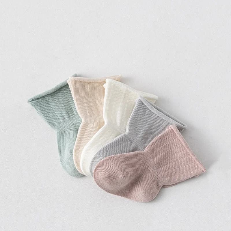 1/3/5Pairs Children Girls Socks Four Seasons Cotton Simple Toddler Boys Socks Loose Mouthed Casual Newborn Socks Age For 0-5Yrs