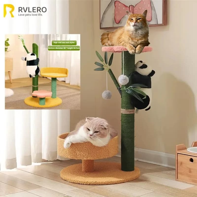 Struttura da arrampicata per gatti Sisal Comforts Rettifica Artiglio Nido Struttura da arrampicata in legno Piattaforma per saltare per gatti Simpatico panda Modellazione Forniture per animali domestici
