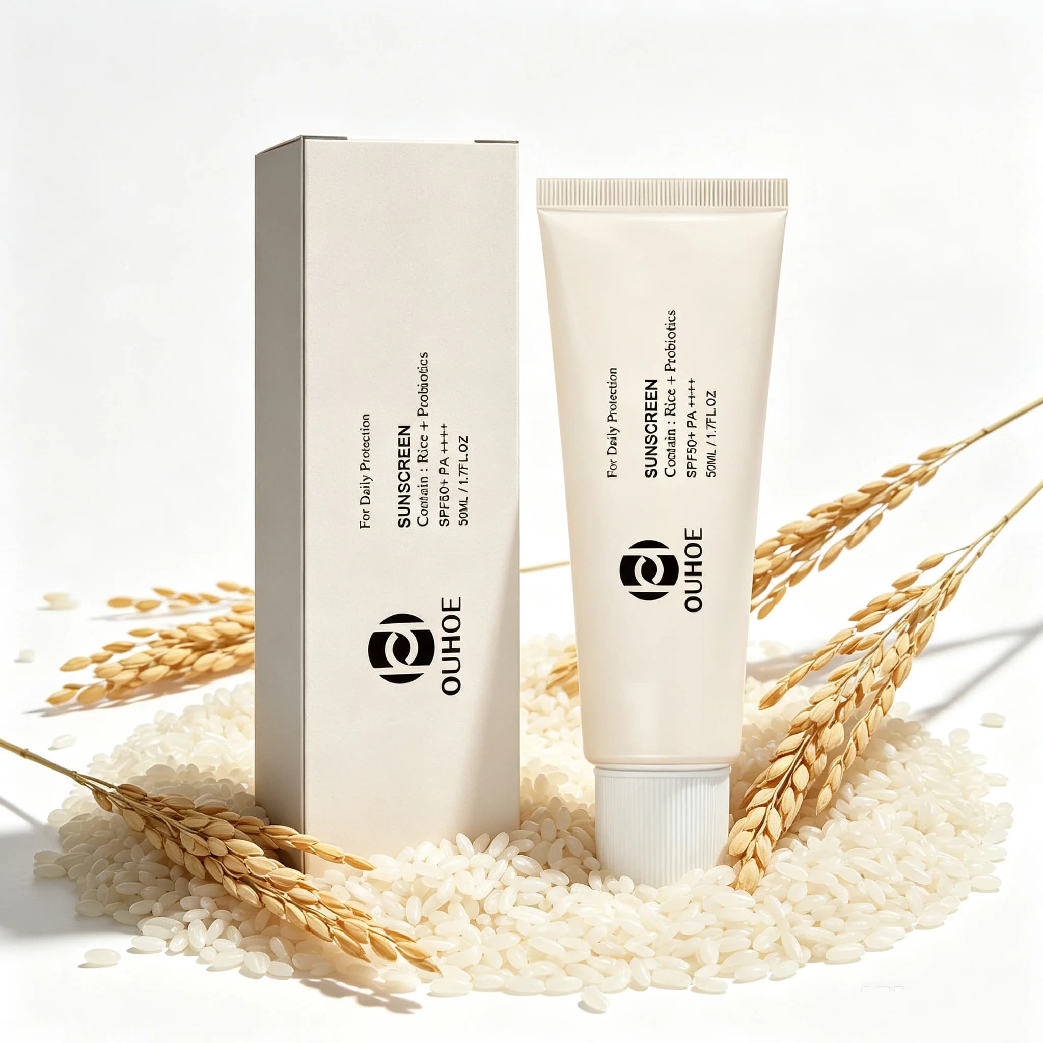 SPF50+ Anti UV Sun Block Facial 50ml Beauty Sunscreen for Body and Face Rice Probiotic Solar Blocker Skin Cream Summer Seaside