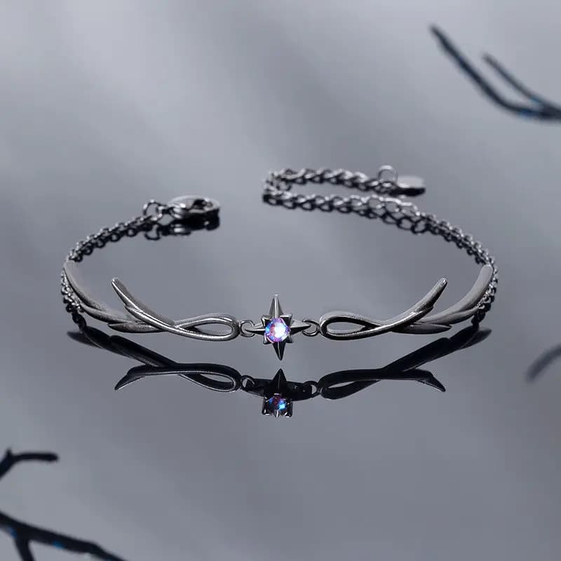 Delicato braccialetto a forma di stella con zirconi lucidi per le donne, semplice, gotico, con ali d'angelo scuro, gioielli di tendenza, regalo per ragazze
