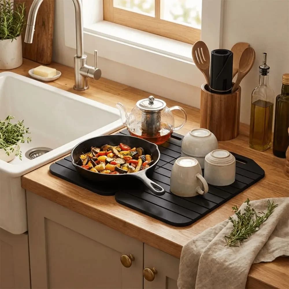 Non-Stick Folding Cutting Board Flexible Anti-Slip Silicone Cut Board Easy Grip Handle Portable Kitchen Chopping Mat