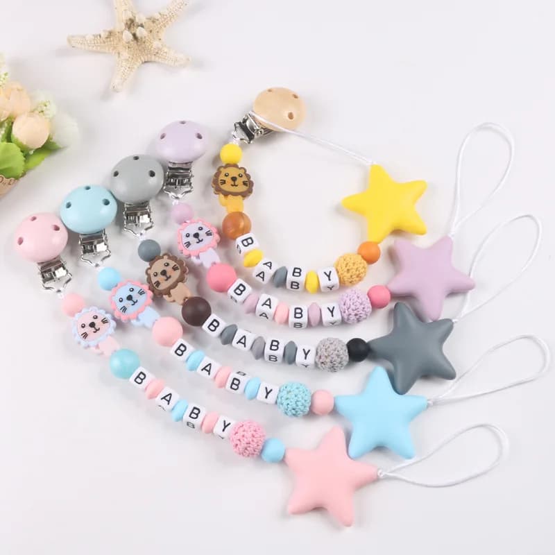 Bambino fai da te nome personalizzato ciuccio catena capezzolo manichino clip in silicone leone alimentazione infantile giocattolo per la dentizione del bambino regalo da masticare