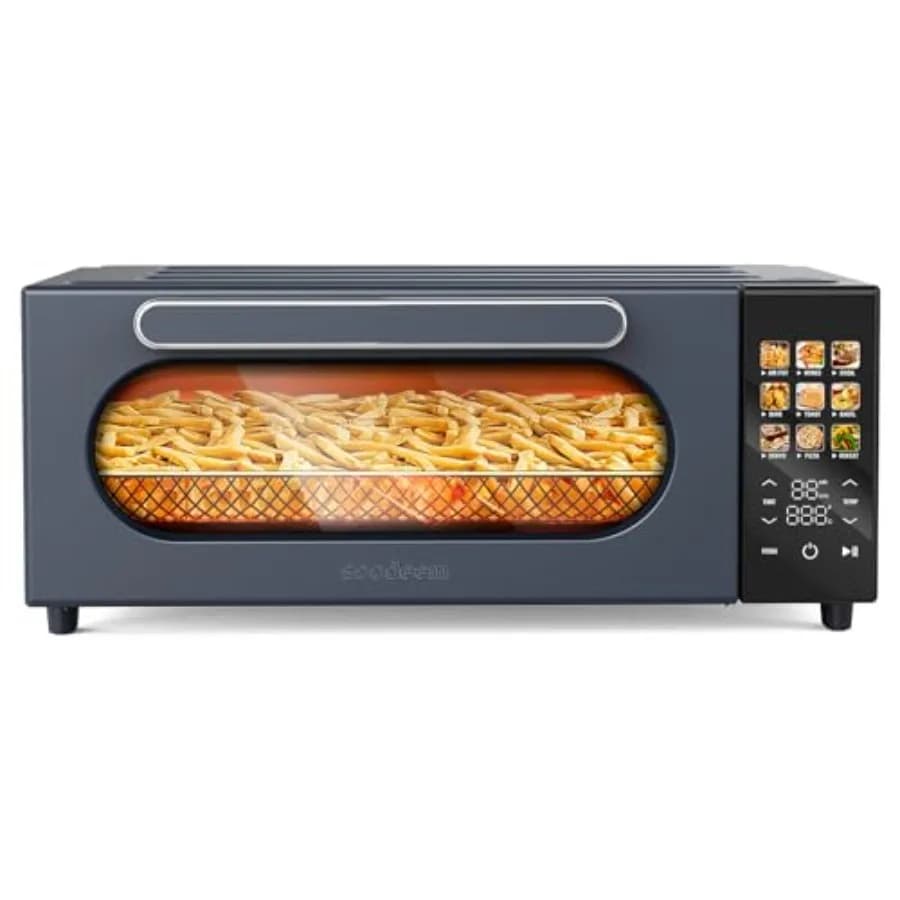 Forno a Convezione 10-in-1 da 15L con Schermo LCD a Colori Touch Screen, Funzione Friggitrice ad Aria e Disidratatore, 1800W, Grigio Cenere, Include 4 Accessori