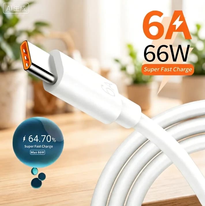 Cavo dati USB da 66W 6A per ricarica rapida da USB a Type-C, cavo di ricarica rapida USB per Samsung Huawei Xiaomi, cavo di ricarica per telefono da 0,25/1/1,5/2 m