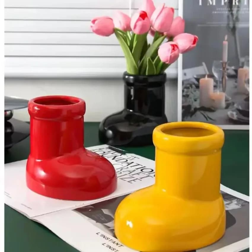 Ins Vaso in ceramica Stivali per scarpe Portapenne per cartoni animati Pennello per trucco Conservazione da tavolo Simpatici vasi di fiori Ikebana Vaso Decorazioni per la cucina di casa