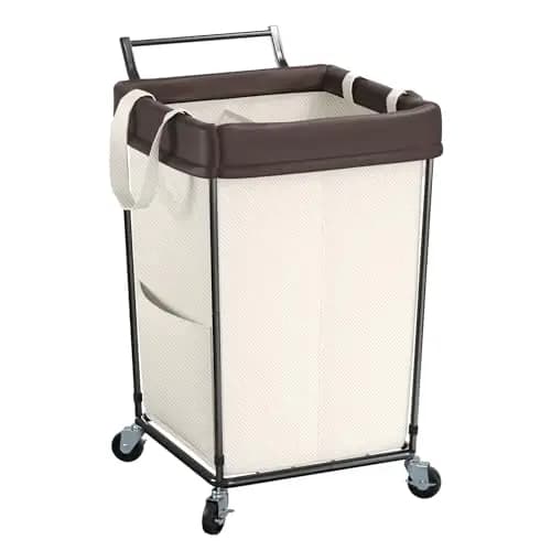 Cesto portabiancheria da 160L con ruote e maniglia, cesto portabiancheria grande a 2 sezioni con ruote, carrello portabiancheria per lavanderia