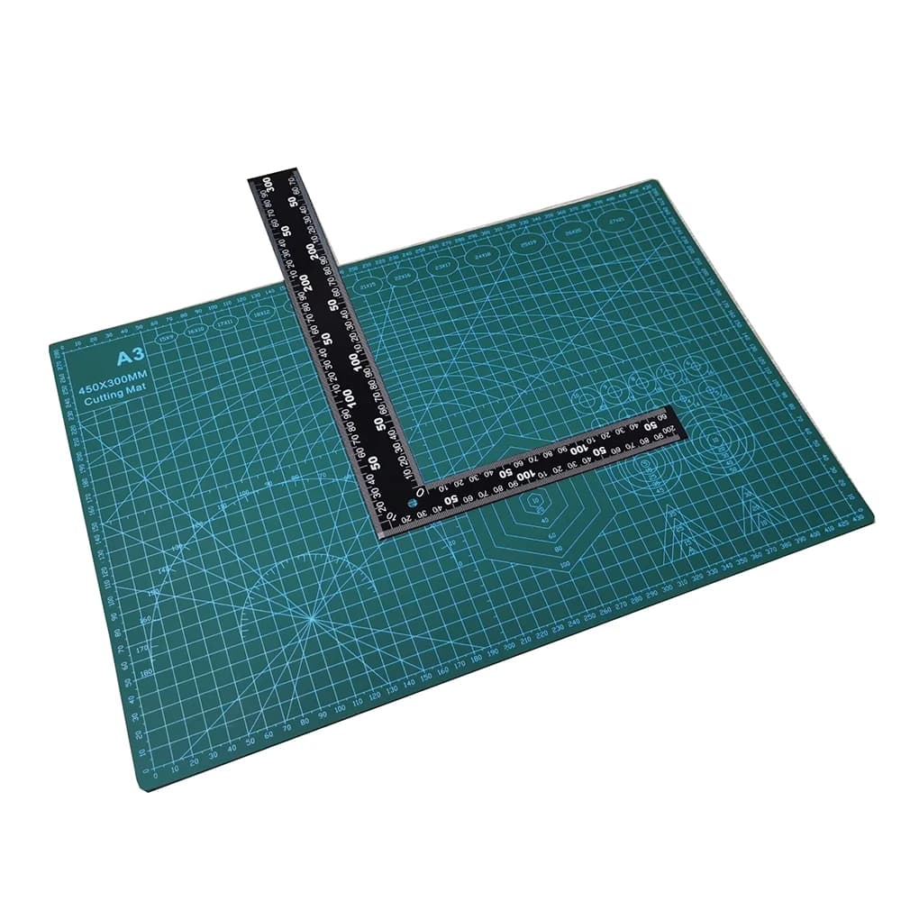 2 pezzi set righello ad angolo retto + taglierino A3 banco da lavoro patchwork taglierino cucito manuale coltello fai da te incisione tagliere in pelle