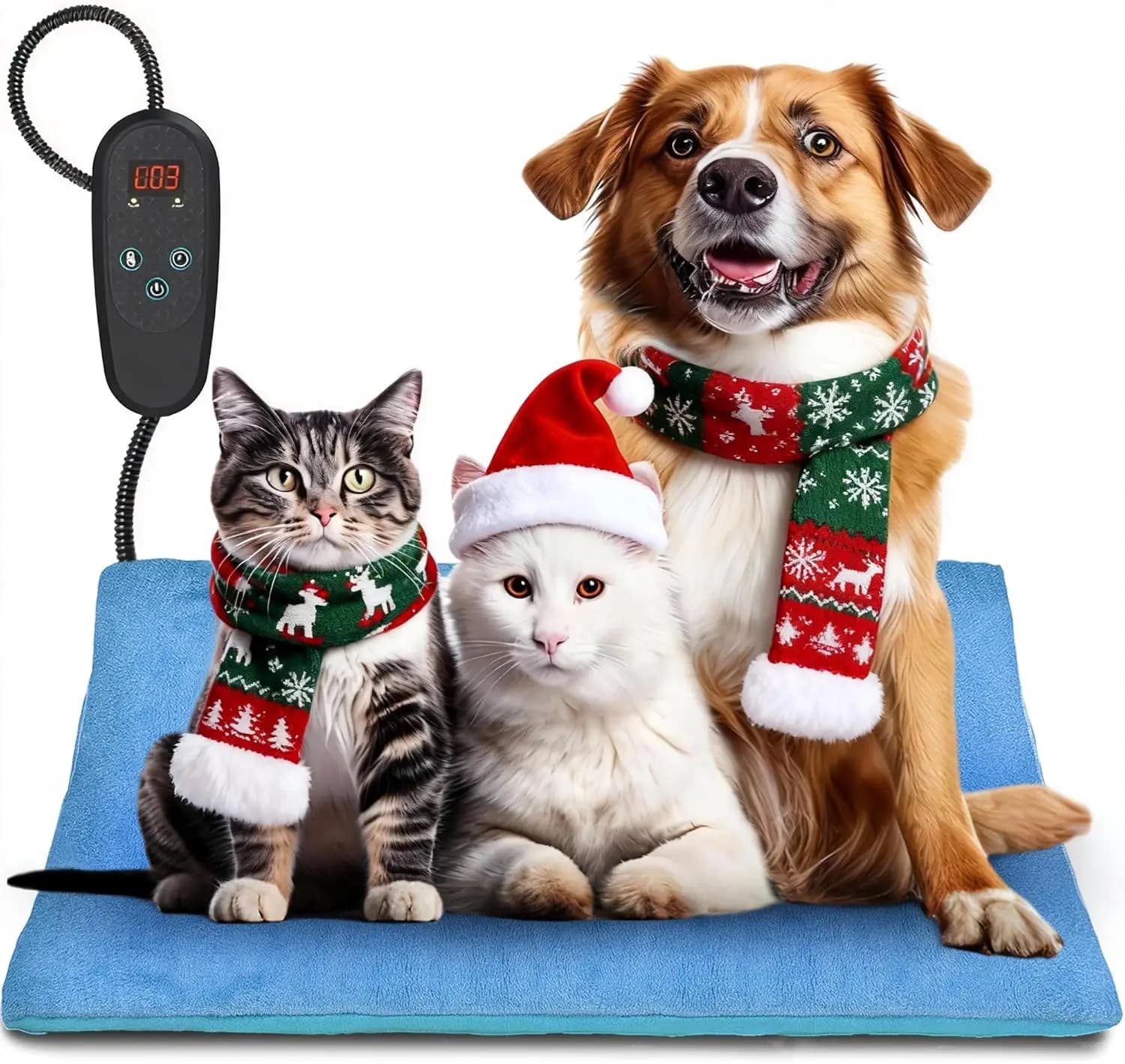 Tappetino riscaldante per animali domestici a temperatura regolabile con timer, tappetino riscaldato elettrico impermeabile per cani e gatti
