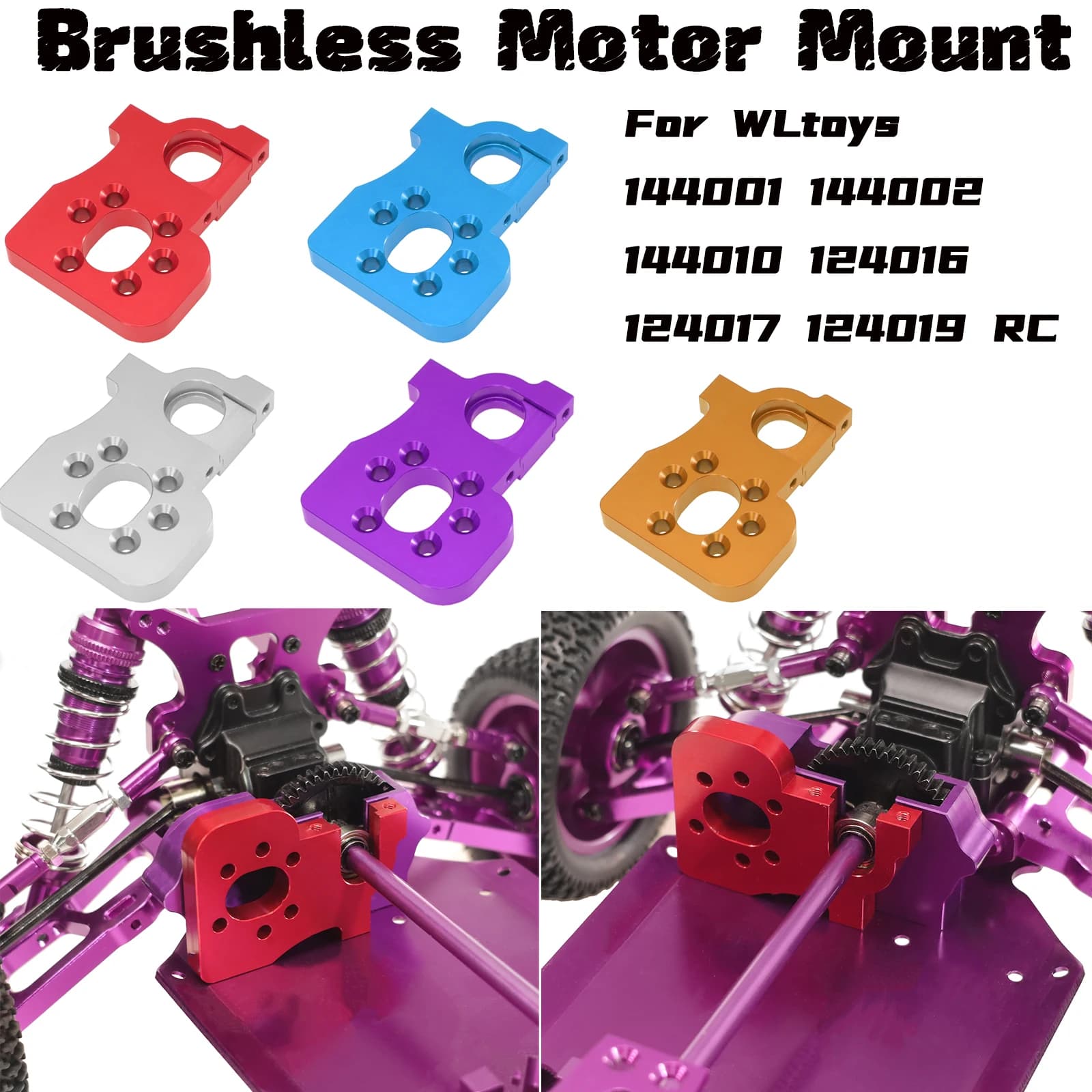 Supporto motore brushless di aggiornamento in metallo per WLtoys 1/14 144001 144002 144010 1/12 124017 124016 124017 124019 Parti di automobili RC