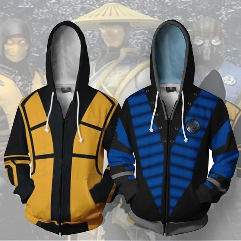 Game Mortal Kombat Sub-Zero Scorpion Costume Cosplay Hoodie Sub-Zero Scorpion Hoodie Jacket Sweater for Hello Wen