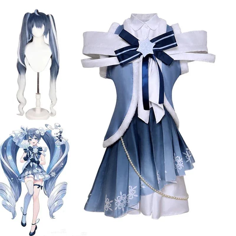 Disponibile Mi ku Cosplay 2026 Snow Miku Costume Cosplay Anime Lolita giapponese Dress Abiti da festa di Halloween per le donne