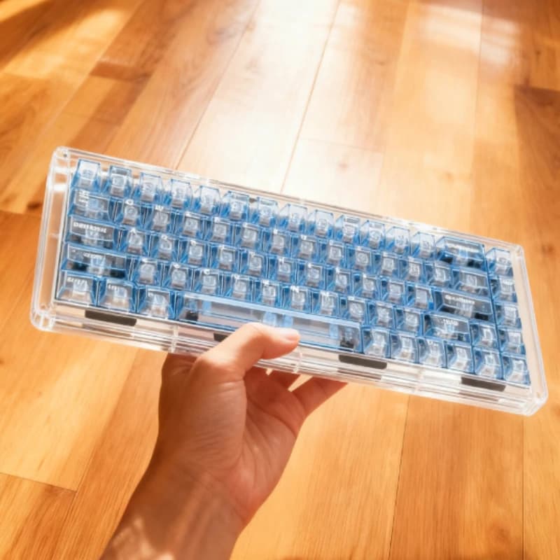 Transparent PC Keyboard Keycaps Cherry Profile Compatible with 61/68/75/87/980 Layout Keyboards 129 Replacement Keycaps for DIY
