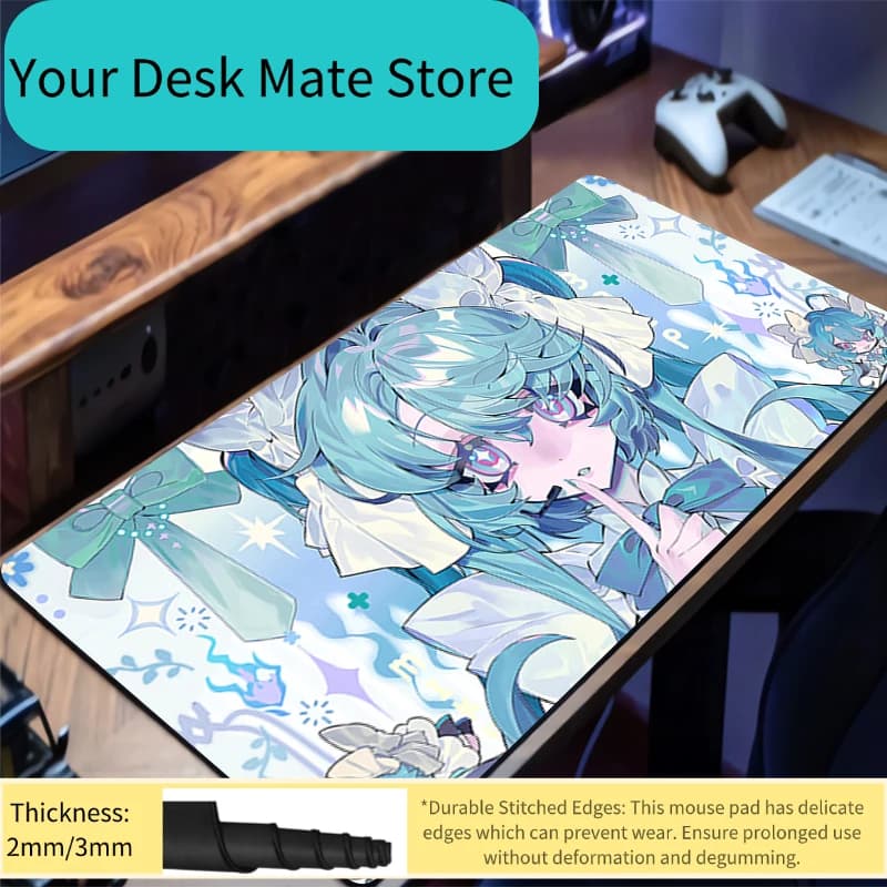 Tappetino per Mouse Anime, Tappetino per Tastiera Gamer, Tappetino da Gioco Esteso Cyber Hatsune Miku, Tappetino da Scrivania Futuristico Anime, Tappetino Antiscivolo per Tastiera