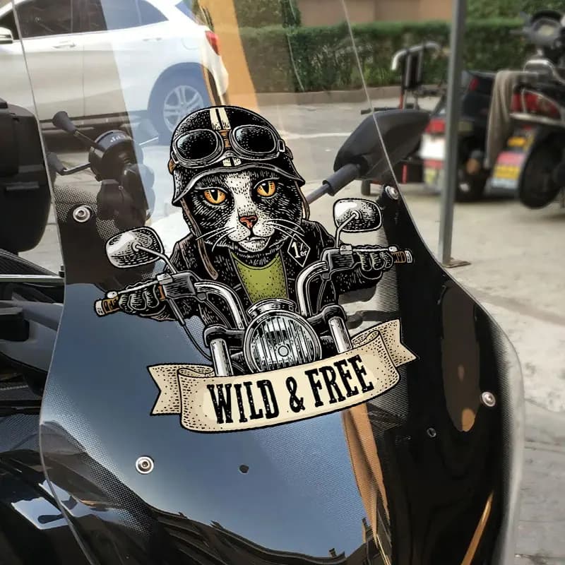 Biker Cat Adesivi per moto Decalcomanie in vinile rimovibili per moto Serbatoio carburante Parabrezza Casco moto Decorazione fresca