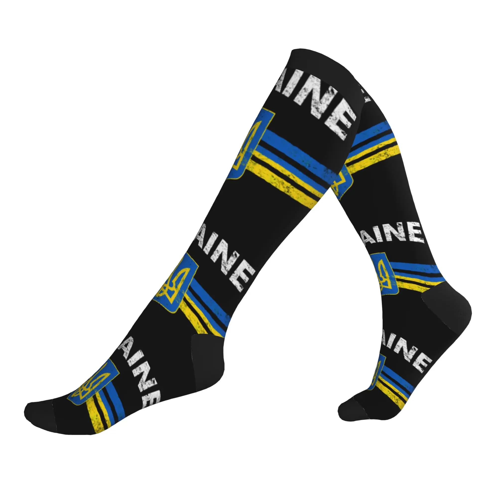 Calzini alla moda con stemma dell'Ucraina, bandiera ucraina, calzini sportivi da uomo e da donna, caldi, con stampa 3D, per il calcio