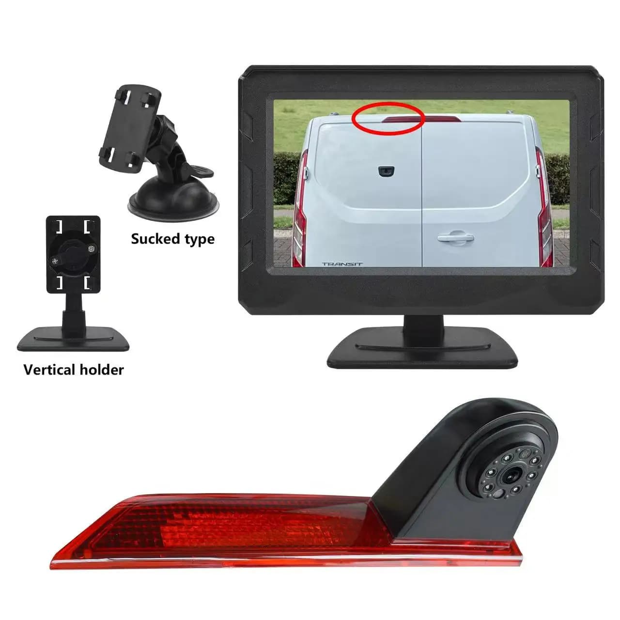 3rd Brake Light Rear View Camera Night Vision Backup Camera IP68 Waterproof Replacement Fit for Ford Transit Custom 2015-On
