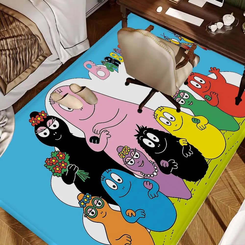 Cute Cartoon Les Barbapapa Hallway Carpet Washable Non-Slip Living Room Sofa Chairs Area Mat Kitchen Doormat Area Rug