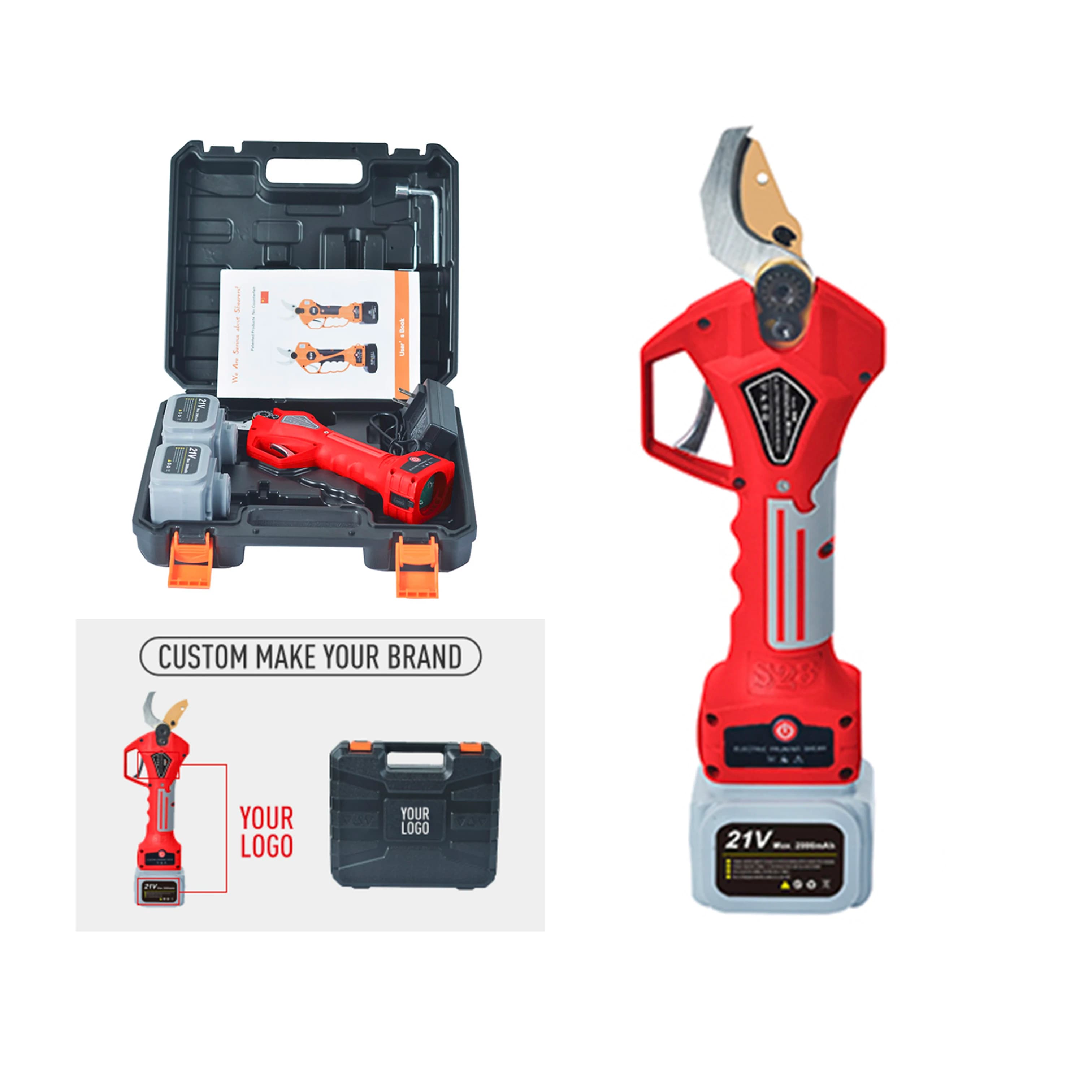 Professional 21V pruning electric shears with battery bypass pruning scissors for garden charging for outdoor garden care