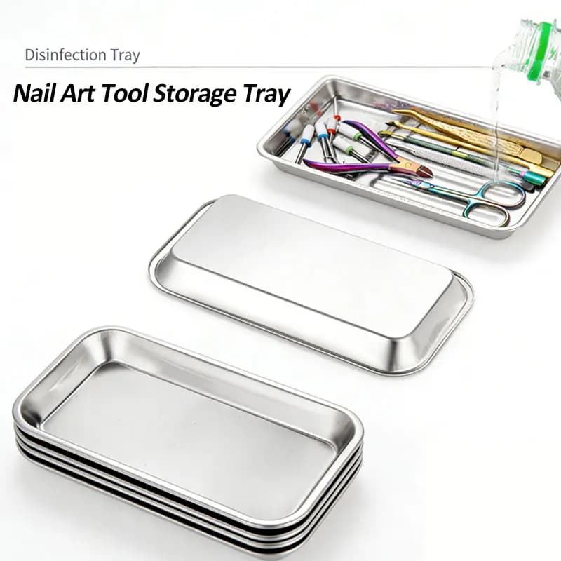 Vassoio sterilizzato per tatuaggi in acciaio inossidabile Vassoio cosmetico per strumenti per nail art Vassoio portaoggetti Pinzette Vassoio chirurgico dentale medico Accessorio per tatuaggi