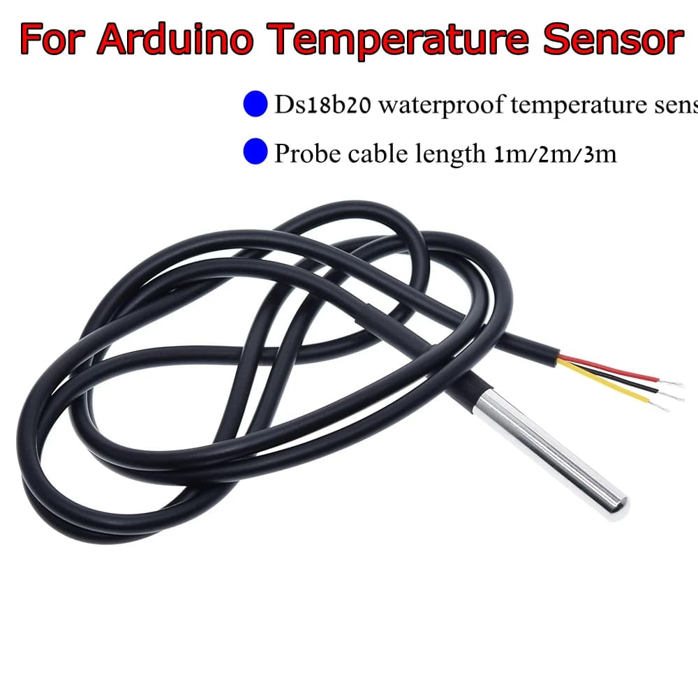 DS18B20 Kit modulo di rilevamento temperatura Cavo di rilevamento digitale impermeabile da 100 cm Adattatore sonda in acciaio inossidabile per Arduino