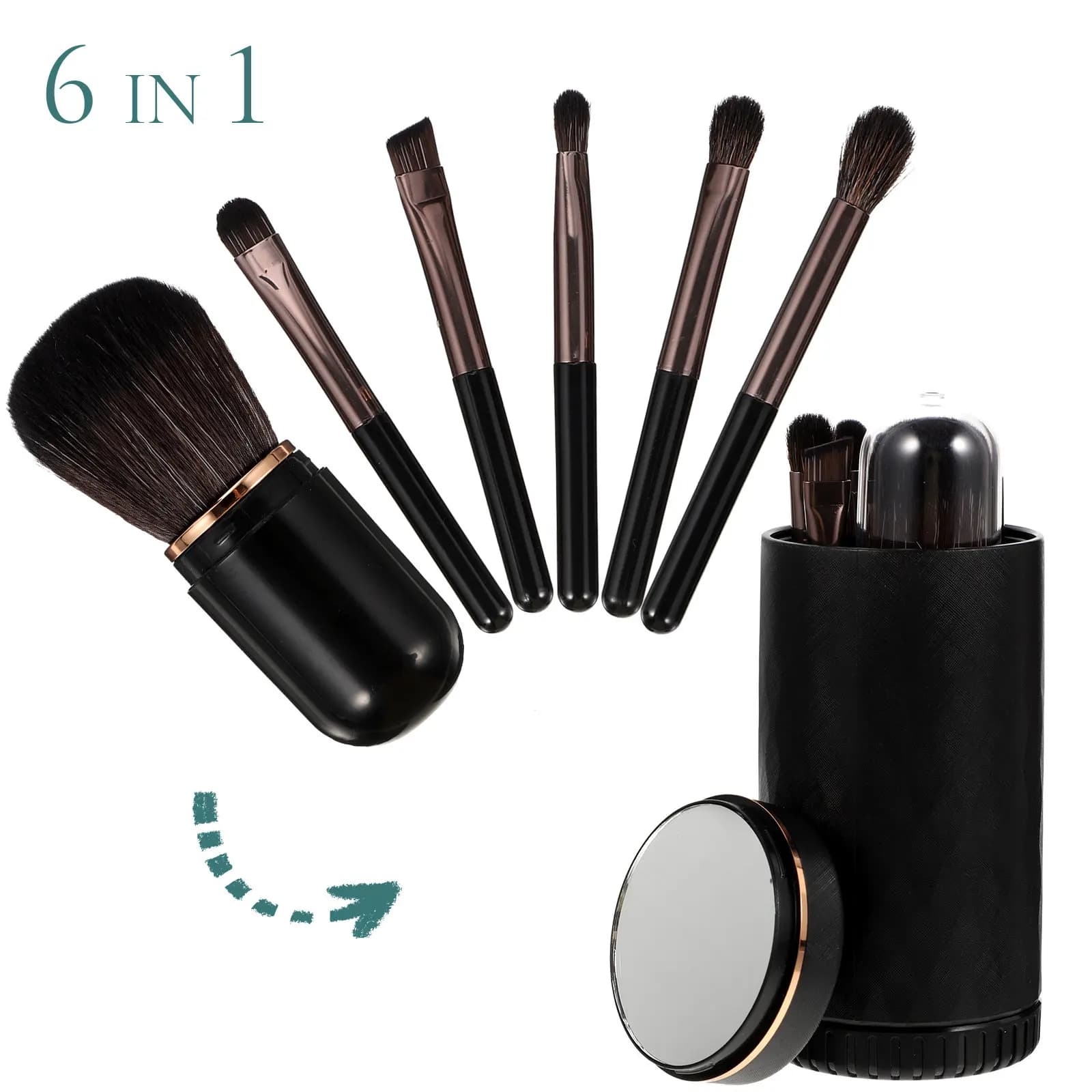 1Set Professional Makeup Brush Set Artificial Fiber Powder Blush Eyeshadow Brush Portable Travel Makeup Tools with
