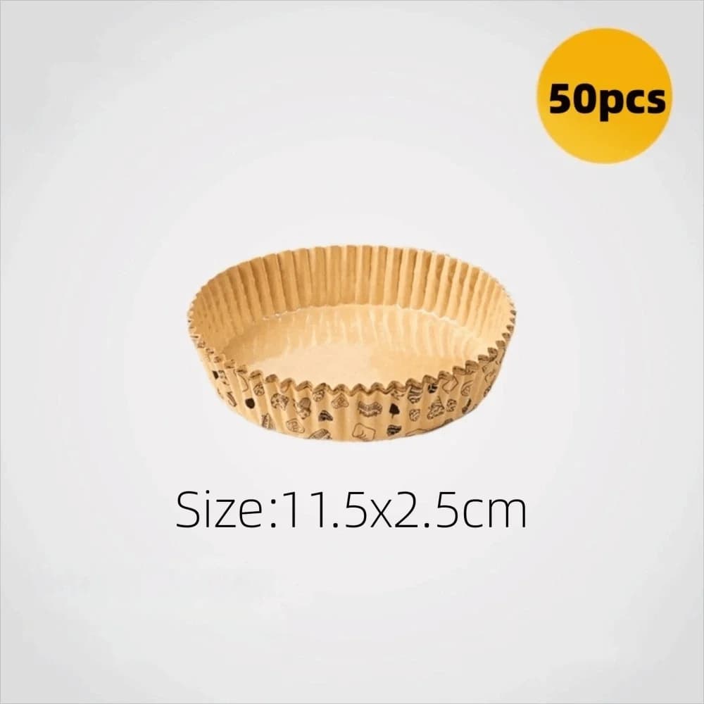 50 Multipurpose Round Oven Paper Pieces for Pizza, Non-stick and Fat Resistant, for Air Fryer