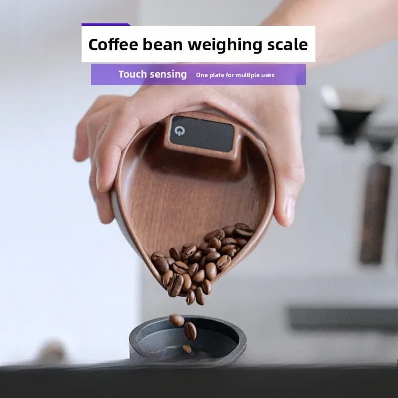 Walnut Wood Coffee Electronic Scale Tea Scoop Tea Leaves Tea Gram Scale Accurate Weight Solid Wood Coffee Bean Plate Scale