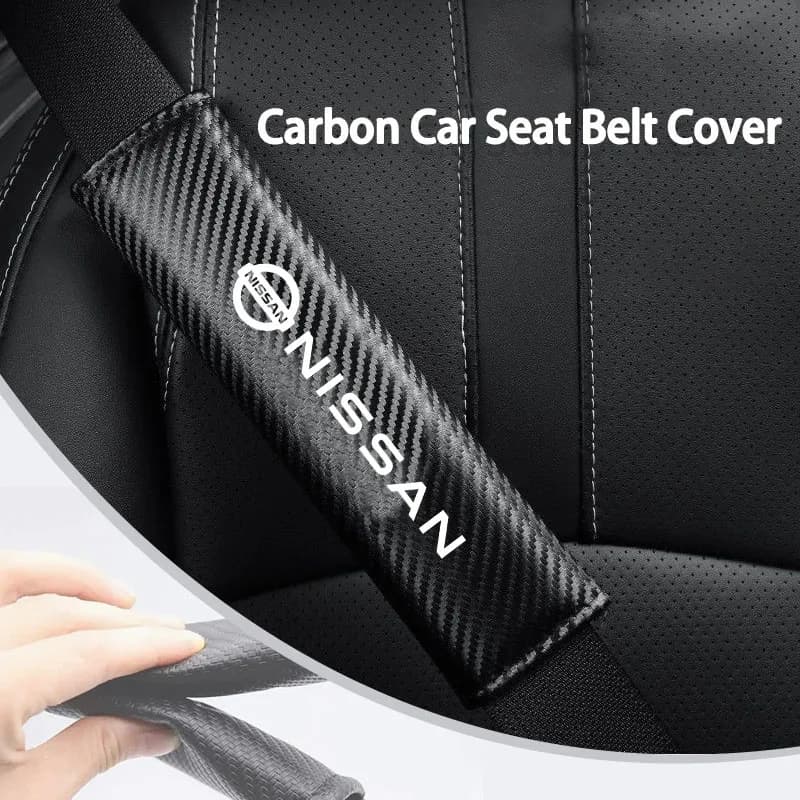Car Seat Belt Pad Carbon Fibre Safety Belt Shoulder Cover Protection for Nissan Tiida Sylphy Teana Almera Qashqai X-trail Auto