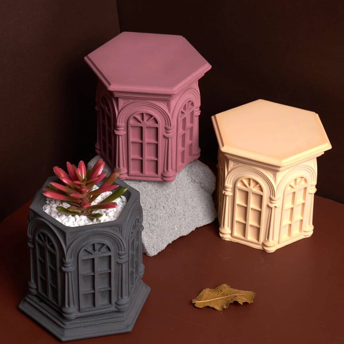 DIY Vintage Candle Jar Container Silicone Mold Roman Architecture Storage Box Molds Plaster Concrete Flowerpot Craft Making